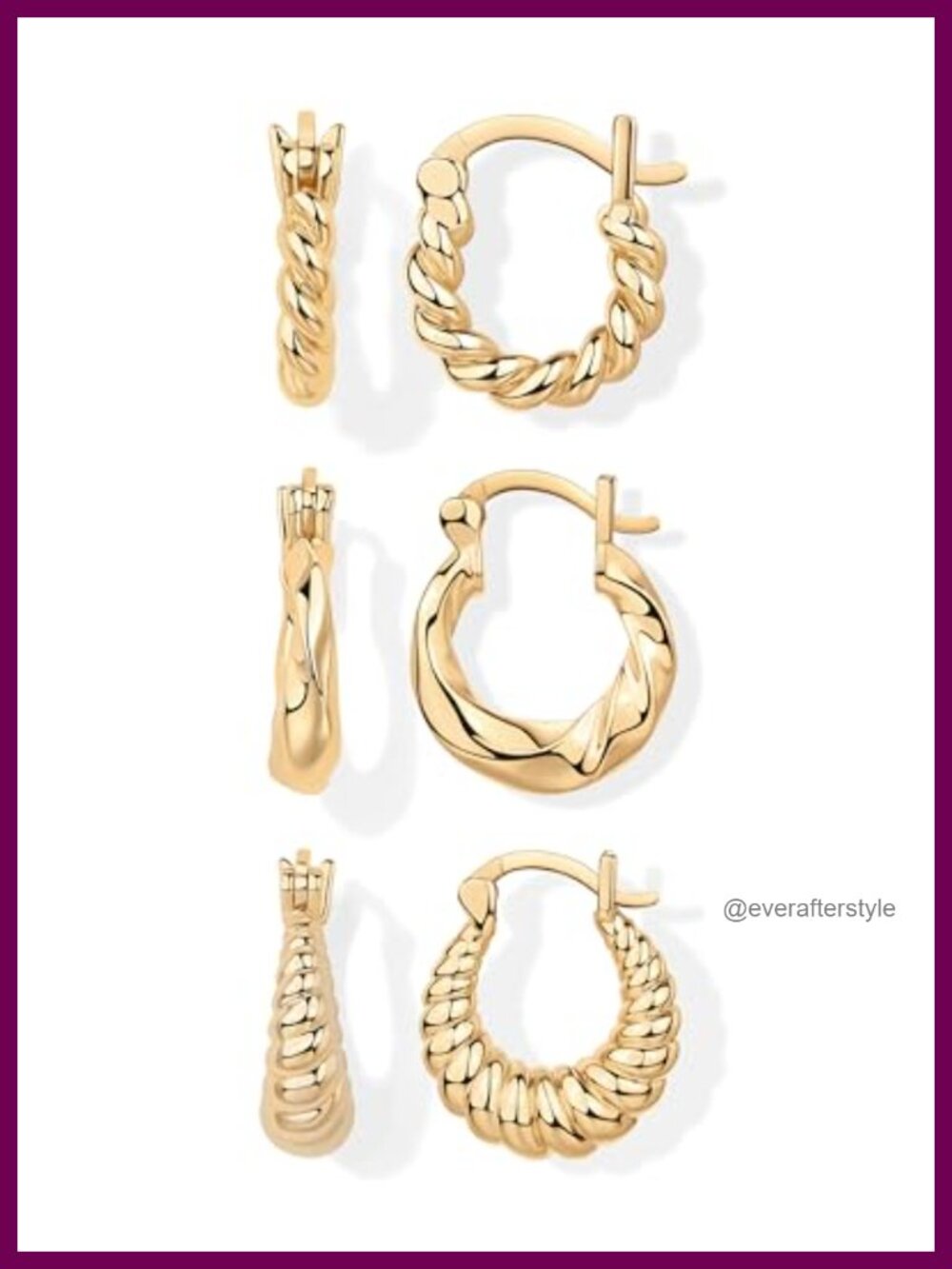 14K Yellow Gold Plated Hoop Earrings Set for Women Hypoallergenic